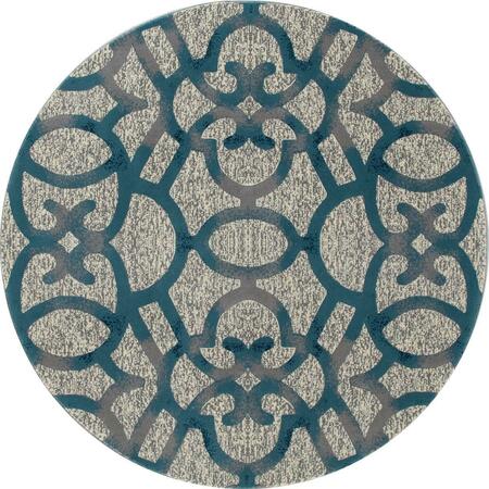 ART CARPET 8 Ft. Bastille Collection Trellis Woven Round Area Rug, Light Gray 841864109290